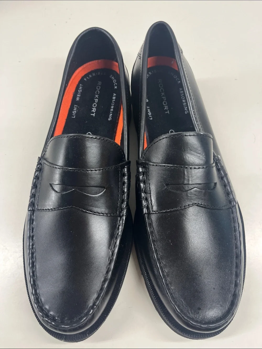 New Rockport Mens Modern Prep Penny Loafer in Black Leather Size 8.5